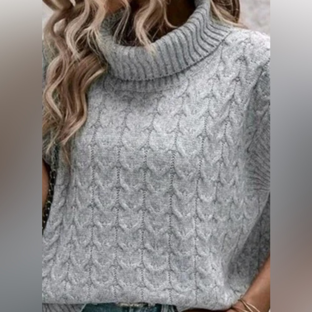 Joie: Cozy Gray Turtleneck Sleeveless Sweater